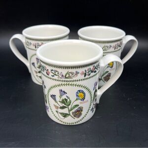 3 Portmeirion Variations Bindweed Mugs Match Botanic Garden Made in UK Vintage